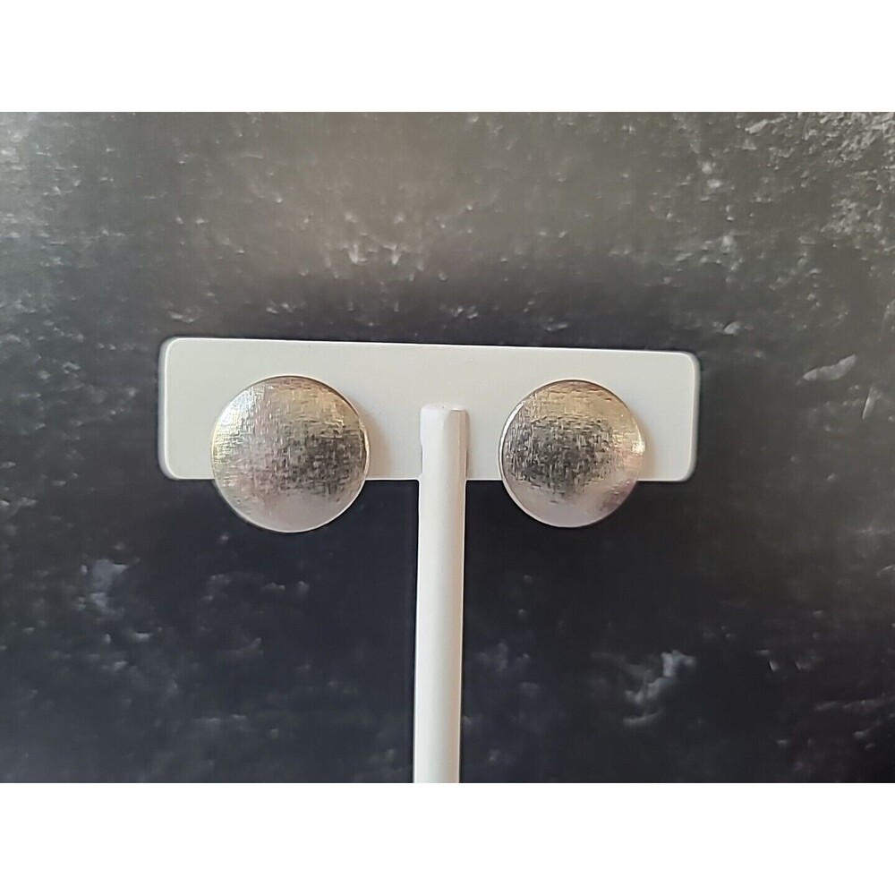Vintage Silver Tone Metal Circular Clip-on Earrings